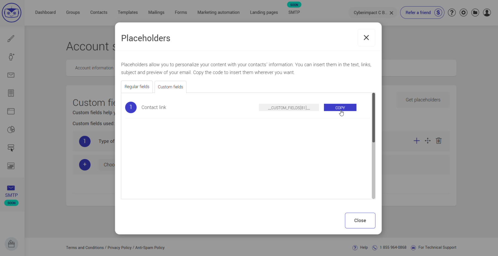 Copy the placeholder